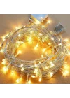 Mey İthalat® 10m 60 LED Pilli 2 Kademeli Gün Işığı Şeffaf Kablo
