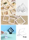 Mey İthalat®  11x11cm Standlı 3D Takı Ziynet Hatıra Koleksiyon Saklama Kutusu Şeffaf Film Çerçevesi