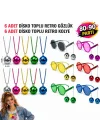 Mey İthalat® 12 Parça 80-90 Retro Parti Seti Disco Toplu Gözlük ve Kolye