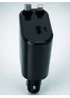 Mey İthalat® 120W Hızlı Şarj Destekli 4ü 1 Arada Araç Şarj Cihazı Type-C, Lightning, USB ve USB-C Çıkışlı