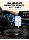 Mey İthalat® 15W Kablosuz Şarj Destekli MagSafe Araç Tutucu Havalandırma Klipsli
