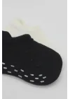 Mey İthalat®   2Li Sneakers Kaymaz Basic Penye Çorap 20103 Siyah Ekru