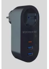 Mey İthalat®  2 USB,1 TYPE-C Girişli 1li Çocuk Korumalı,Isıya Karşı Dayanıklı 2500Watt Termal Akım Korumalı Priz