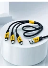 Mey İthalat® 240W 3ü 1 Arada Hızlı Şarj Kablosu USB Type-C Lightning Micro USB