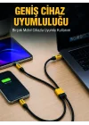 Mey İthalat® 240W Çoklu Şarj Kablosu Type-C Lightning Micro USB Örgü Kablo
