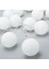 Mey İthalat® 2m 10lu Işıklı Beyaz Top Dekoratif Süs