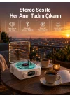 Mey İthalat® 3-1 Kablosuz Bluetooth Hoparlör – Gece Lambalı, Saatli, Retro Tasarım