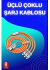 Mey İthalat® 3 İn 1 Süper Hızlı Şarj Kablosu Android ve İOS Uyumlu Silikon Şarj Kablosu