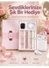 Mey İthalat® 3 Kordonlu Dokunmatik Ekran Akıllı Saat ve 2.Nesil Kablosuz Bluetooth Kulaklık ANC/ENC