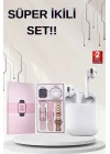 Mey İthalat® 3 Kordonlu Dokunmatik Ekran Akıllı Saat ve 2.Nesil Kablosuz Bluetooth Kulaklık ANC/ENC