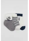 Mey İthalat®   3Lü Penye Soket Çorap 10109 Gri