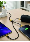 Mey İthalat® 3lü Şarj Kablosu Hızlı Şarj Destekli Dayanıklı Örgü USB Kablo