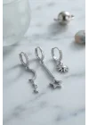 Mey İthalat® 3 lü Set Ay Yıldız ve Güneş Model Gümüş Renk Kadın Küpe