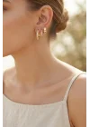 Mey İthalat® 3 lü Set Gold Renk Halka Model Küpe