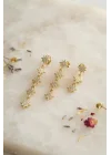 Mey İthalat® 3 lü Set Küpe Gold Renk Kutup Yıldızı Detaylı