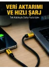 Mey İthalat® 3ü 1 Arada USB Şarj Kablosu 240W Hızlı Şarj ve Veri Aktarım Kablosu