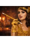Mey İthalat® 30 cm Altın Gold Payetli Sigara Tutacağı – 1920’ler Gatsby Parti Aksesuarı