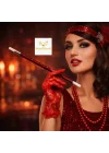 Mey İthalat® 30 cm Kırmızı Payetli Sigara Tutacağı – 1920’ler Gatsby Parti Aksesuarı