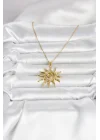 Mey İthalat® 316L Çelik Gold Renk Bohem Güneş Model Kadın Kolye