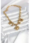 Mey İthalat® 316L Çelik Gold Renk Charmlı Model Kadın Kolye