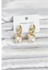 Mey İthalat® 316L Çelik Gold Renk Çiçek Model Kadın Küpe