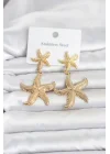 Mey İthalat® 316L Çelik Gold Renk Deniz Yıldızı Model Kadın Küpe