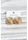 Mey İthalat® 316L Çelik Gold Renk Düğme Model Kadın Küpe