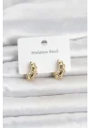 Mey İthalat® 316L Çelik Gold Renk Halka Model Kadın Küpe