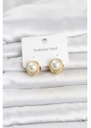 Mey İthalat® 316L Çelik Gold Renk İncili Model Kadın Küpe