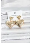 Mey İthalat® 316L Çelik Gold Renk Kalp Model Kadın Küpe