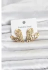 Mey İthalat® 316L Çelik Gold Renk Kalp Model Kadın Küpe
