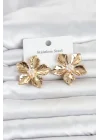 Mey İthalat® 316L Çelik Gold Renk Lotus Çiçek Model Kadın Küpe