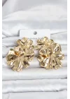 Mey İthalat® 316L Çelik Gold Renk Lotus Model Kadın Küpe