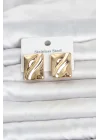 Mey İthalat® 316L Çelik Gold Renk Plaka Model Kadın Küpe