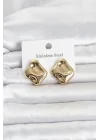 Mey İthalat® 316L Çelik Gold Renk Plaka Model Kadın Küpe