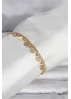 Mey İthalat® 316L Çelik Gold Renk Pullu Model Kadın Bileklik