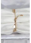 Mey İthalat® 316L Çelik Gold Renk Pullu Model Kadın Bileklik