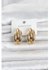 Mey İthalat® 316L Çelik Gold Renk Yarım Halka Model Kadın Küpe