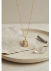 Mey İthalat® 316L Çelik Zincir Gold Renk Kare Form Kolye