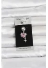 Mey İthalat® 316L Cerrahi Çelik Pembe Zirkon Taşlı Model Göbek Piercing