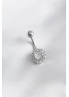 Mey İthalat® 316L Cerrahi Çelik Zirkon Taşlı Kadın Göbek Piercing