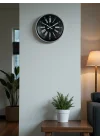 Mey İthalat® 36 cm Dekoratif Gri Duvar Saati