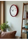 Mey İthalat® 36 Cm Kırmızı Dekoratif Duvar Saati