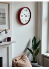 Mey İthalat® 36 Cm Kırmızı Modern Dekoratif Duvar Saati