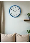 Mey İthalat® 36 Cm Mavi Dekoratif Duvar Saati