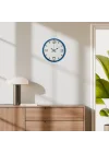 Mey İthalat® 36 Cm Mavi Dekoratif Duvar Saati