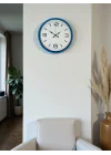 Mey İthalat® 36 Cm Mavi Dekoratif Duvar Saati
