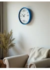 Mey İthalat® 36 Cm Mavi Dekoratif Duvar Saati