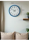 Mey İthalat® 36 Cm Mavi Dekoratif Duvar Saati
