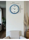 Mey İthalat® 36 Cm Mavi Dekoratif Duvar Saati